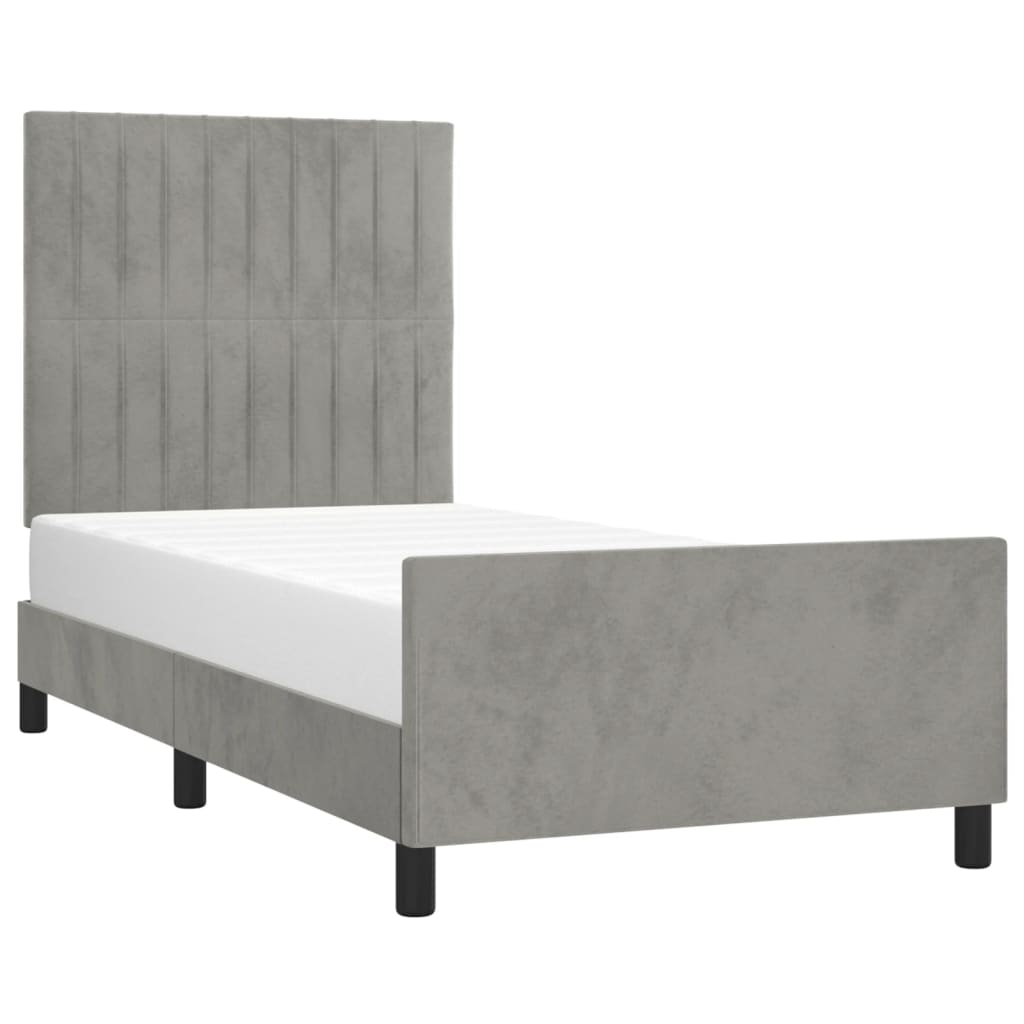 Giroletto senza Materasso Grigio Chiaro 80x200 cm Velluto - homemem39