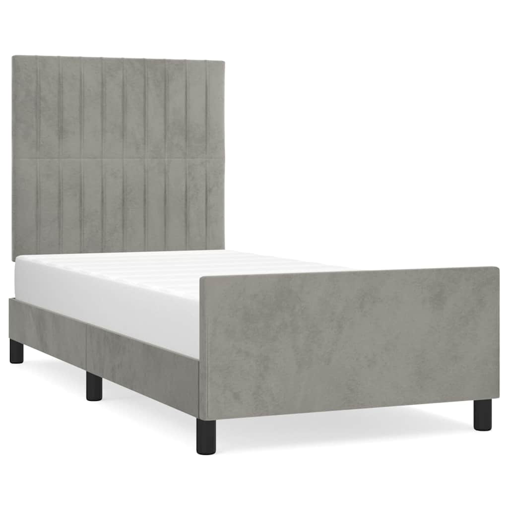 Giroletto senza Materasso Grigio Chiaro 90x190 cm Velluto