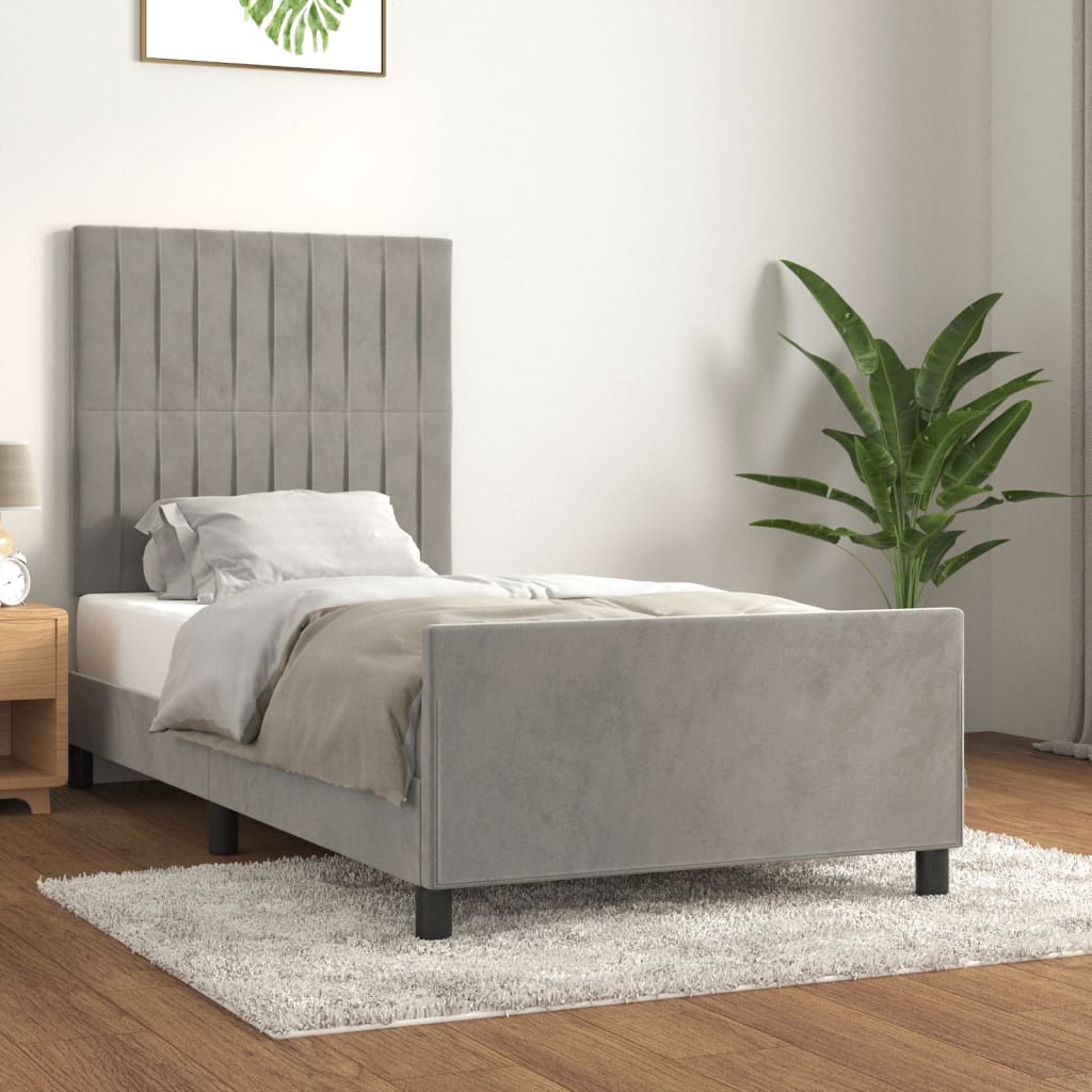 Giroletto senza Materasso Grigio Chiaro 90x190 cm Velluto - homemem39