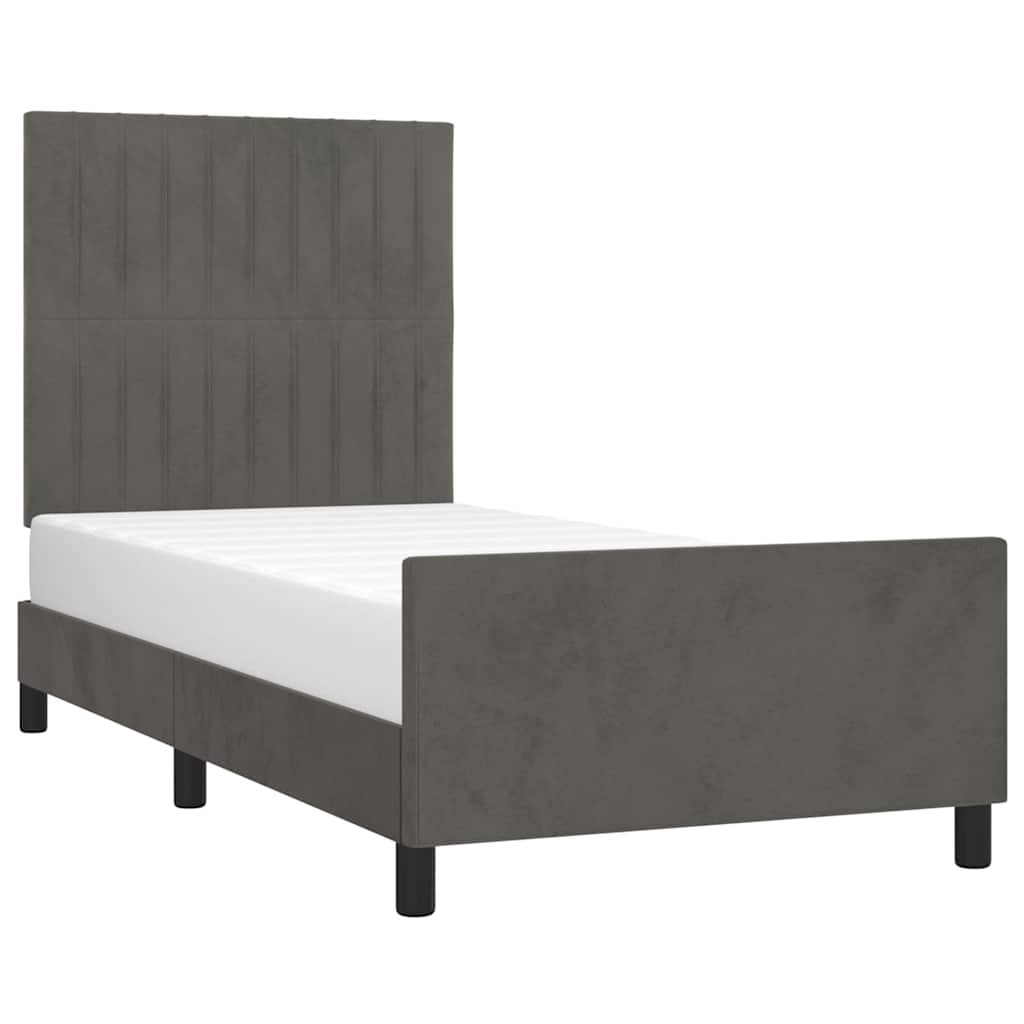 Giroletto senza Materasso Grigio Scuro 90x190 cm Velluto