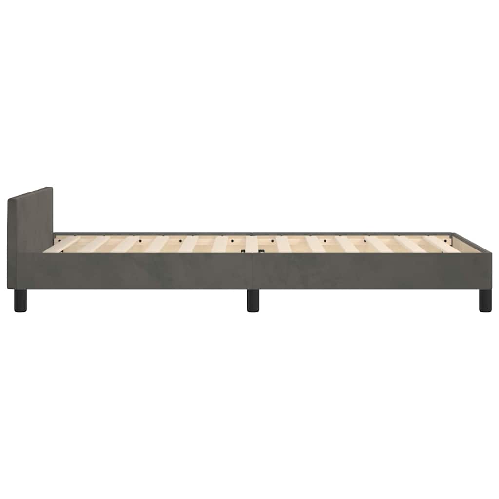 Giroletto senza Materasso Grigio Scuro 90x190 cm Velluto