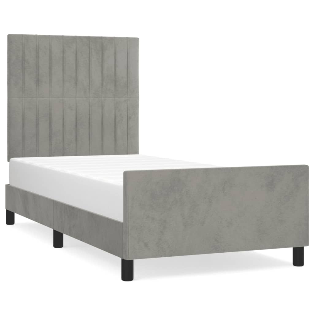 Giroletto senza Materasso Grigio Chiaro 90x200 cm Velluto - homemem39