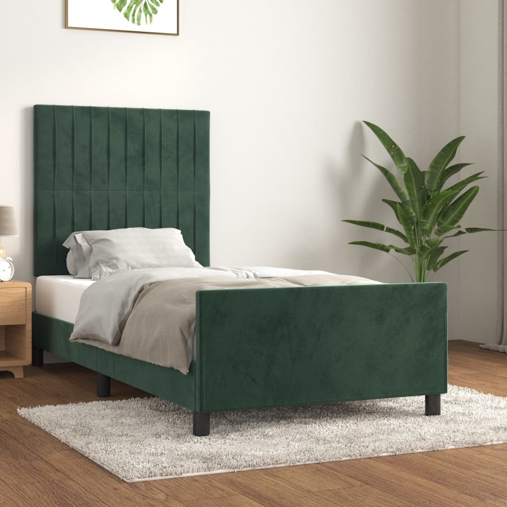 Giroletto senza Materasso Verde Scuro 100x200 cm in Velluto - homemem39