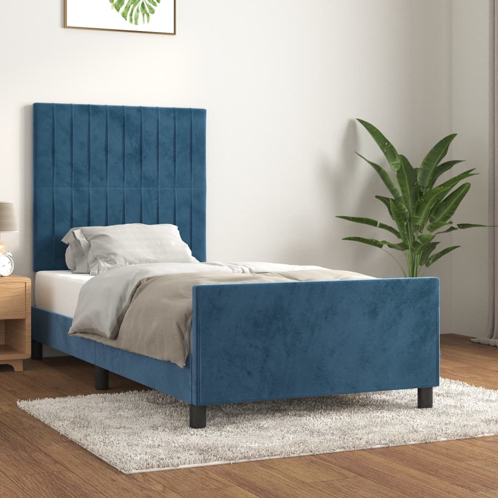 Giroletto senza Materasso Blu Scuro 100x200 cm in Velluto - homemem39
