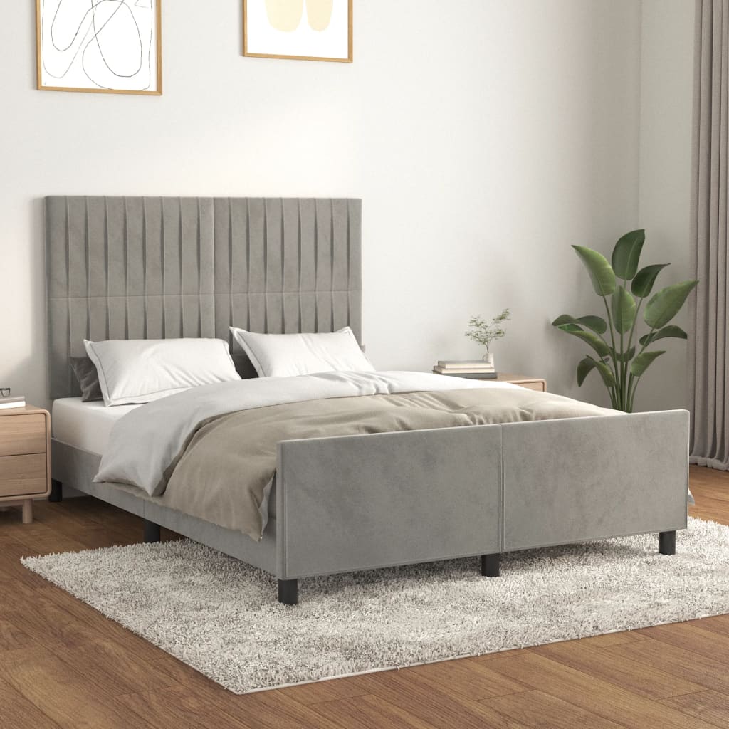 Giroletto senza Materasso Grigio Chiaro 140x200 cm Velluto