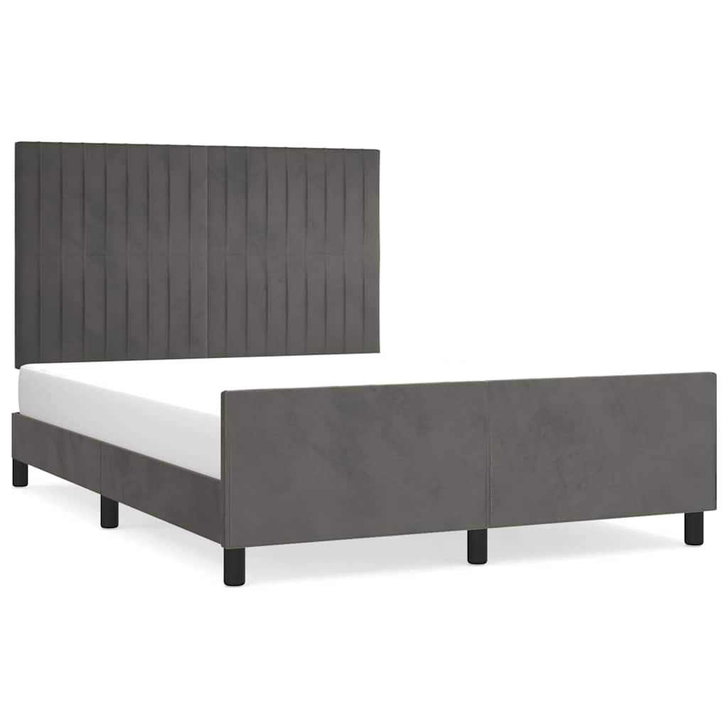 Giroletto senza Materasso Grigio Scuro 140x200 cm Velluto