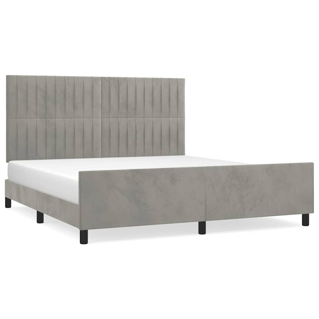 Giroletto senza Materasso Grigio Chiaro 160x200 cm Velluto
