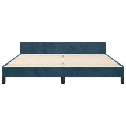 Giroletto con Testiera Blu Scuro 180x200 cm in Velluto