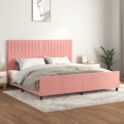 Giroletto con Testiera Rosa 200x200 cm in Velluto - homemem39