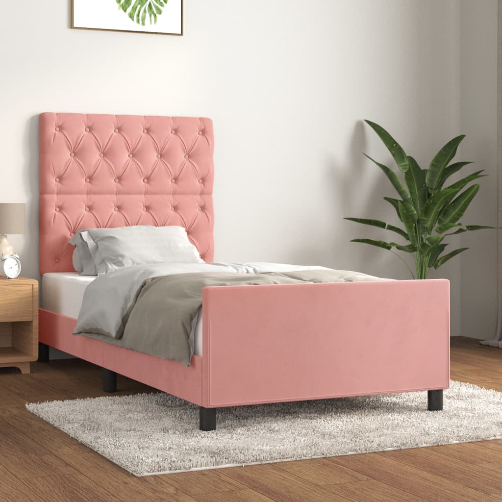 Giroletto con Testiera Rosa 80x200 cm in Velluto - homemem39