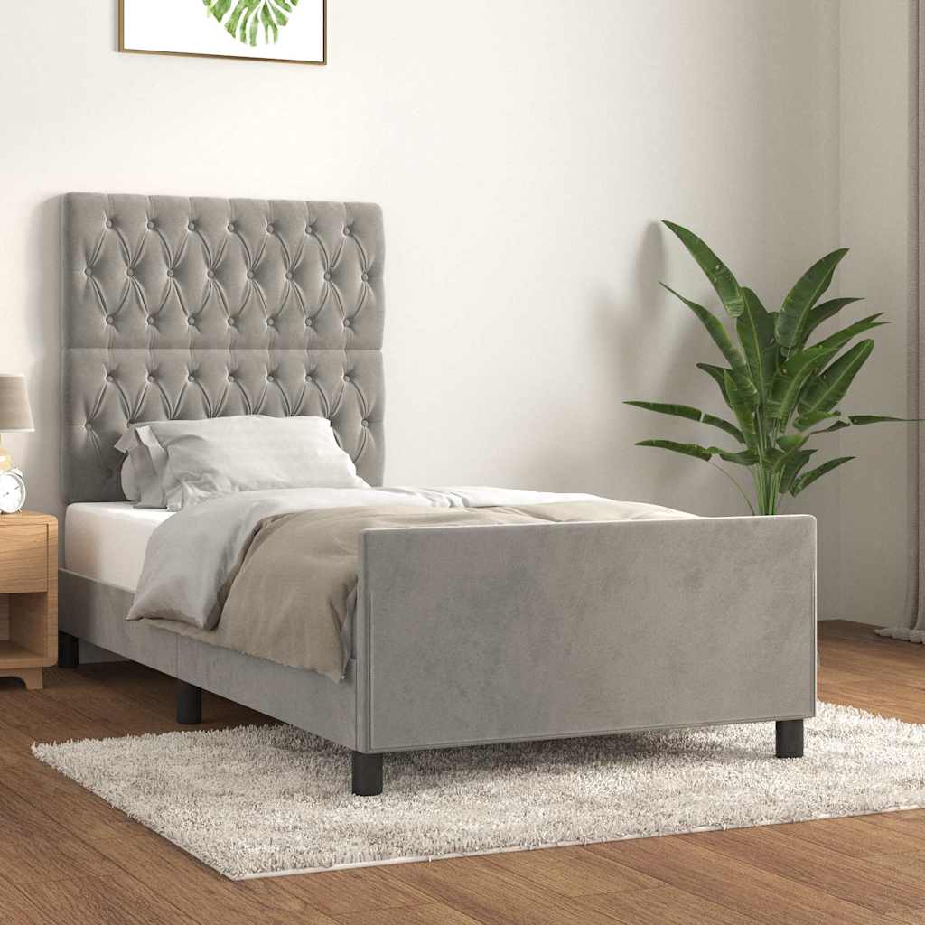 Giroletto senza Materasso Grigio Chiaro 90x190 cm Velluto
