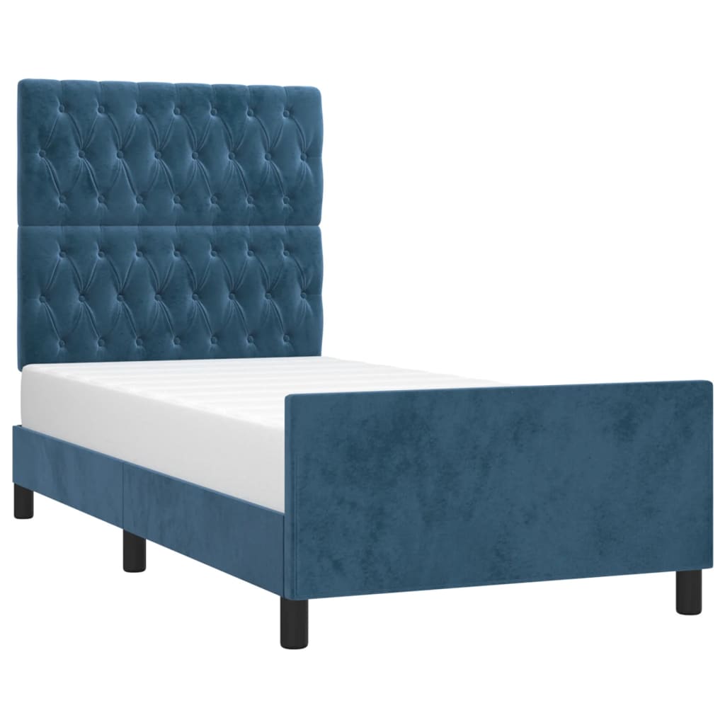 Giroletto senza Materasso Blu Scuro 90x190 cm in Velluto - homemem39