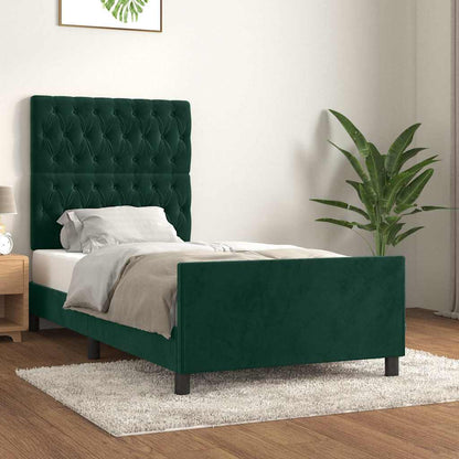 Giroletto senza Materasso Verde Scuro 90x200 cm in Velluto
