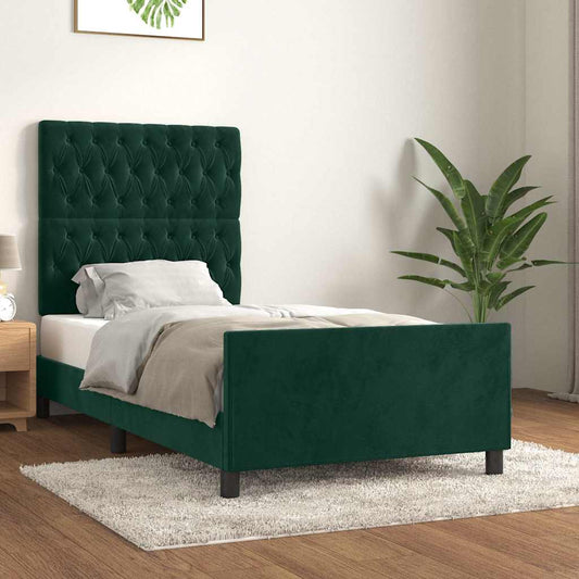 Giroletto senza Materasso Verde Scuro 90x200 cm in Velluto