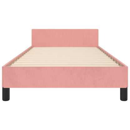 Bed frame with pink headboard 90x200 cm in velvet