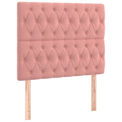 Bed frame with pink headboard 90x200 cm in velvet