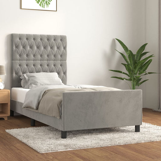 Giroletto senza Materasso Grigio Chiaro 100x200 cm Velluto - homemem39