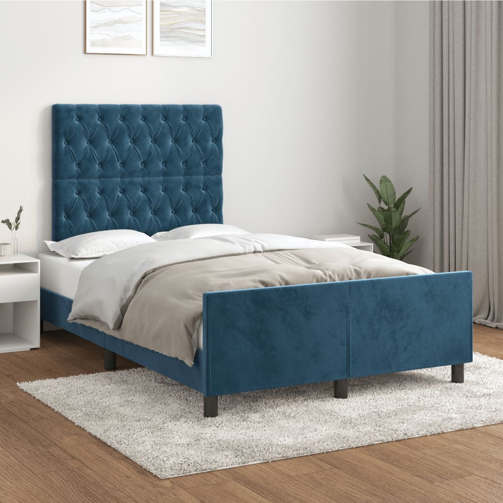 Giroletto senza Materasso Blu Scuro 120x200 cm in Velluto - homemem39
