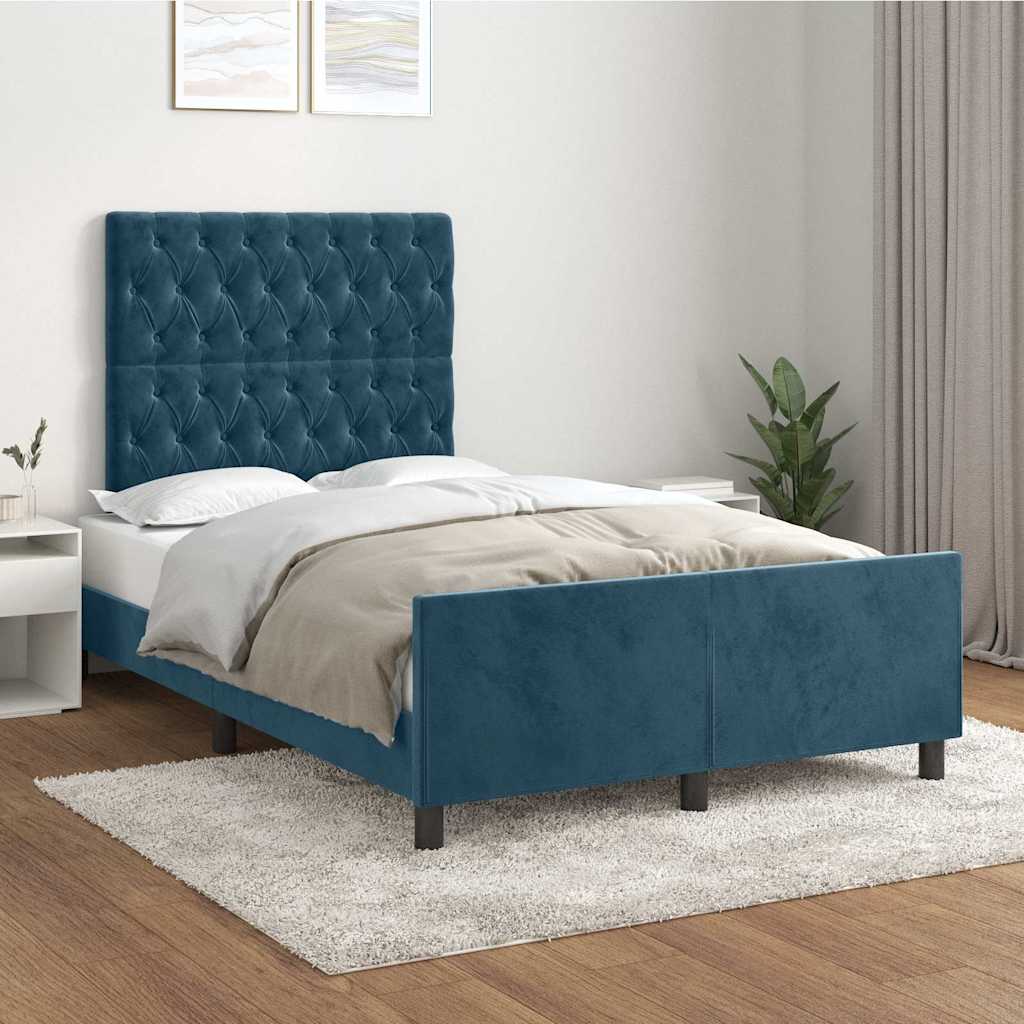 Giroletto senza Materasso Blu Scuro 120x200 cm in Velluto