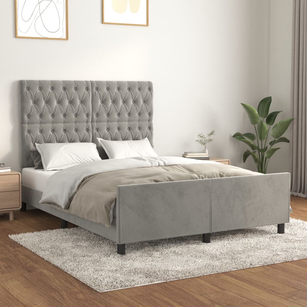 Giroletto senza Materasso Grigio Chiaro 140x190 cm Velluto - homemem39