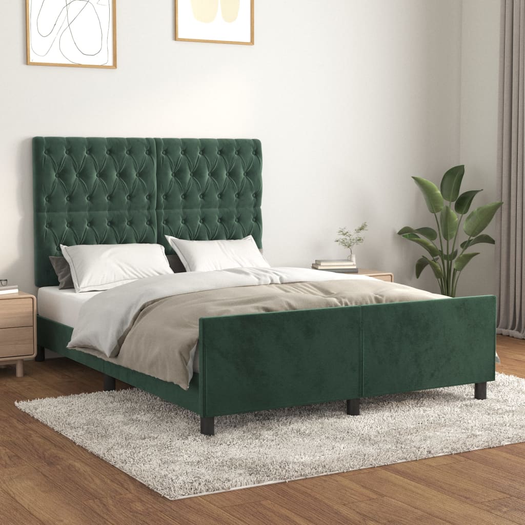 Giroletto senza Materasso Verde Scuro 140x190 cm in Velluto - homemem39