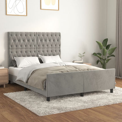 Giroletto senza Materasso Grigio Chiaro 140x200 cm Velluto - homemem39
