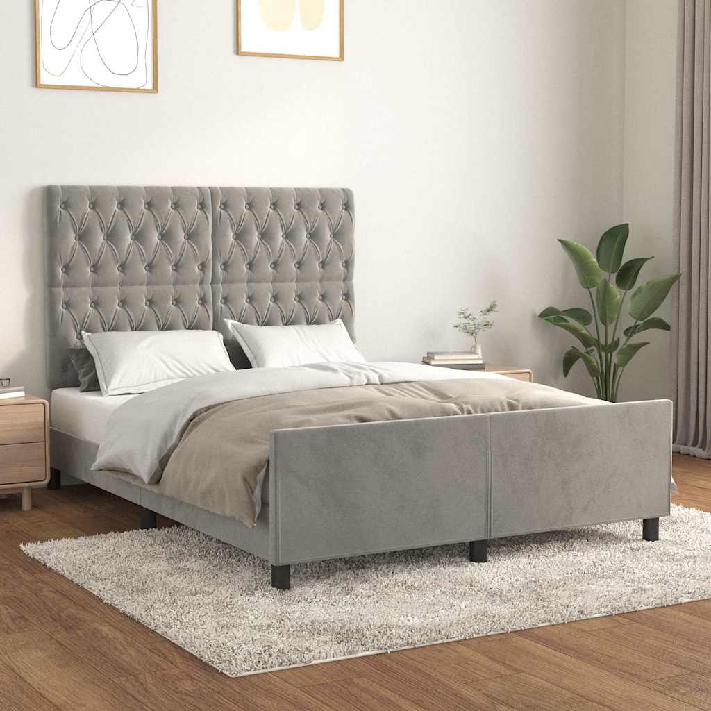 Giroletto senza Materasso Grigio Chiaro 140x200 cm Velluto