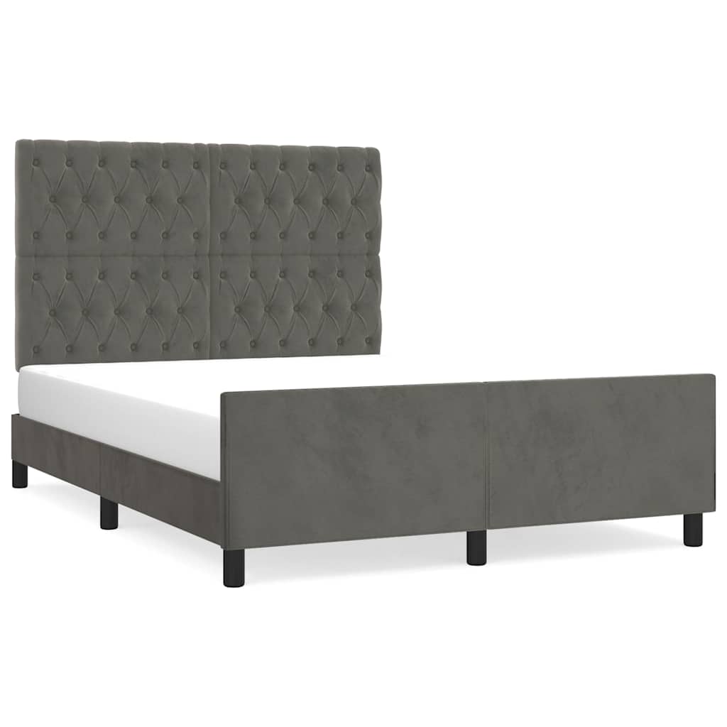 Giroletto senza Materasso Grigio Scuro 140x200 cm Velluto