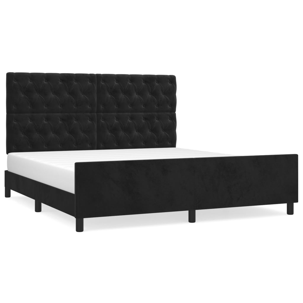 Bedframe with Black Headboard 160x200 cm in Velvet