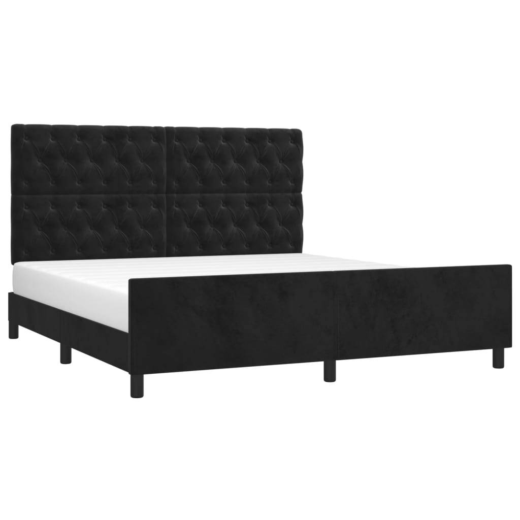 Bedframe with Black Headboard 160x200 cm in Velvet