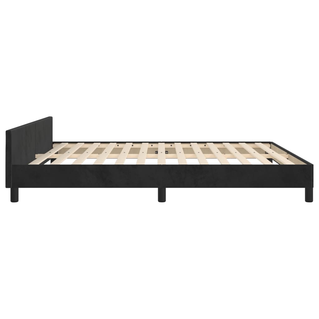 Bedframe with Black Headboard 160x200 cm in Velvet