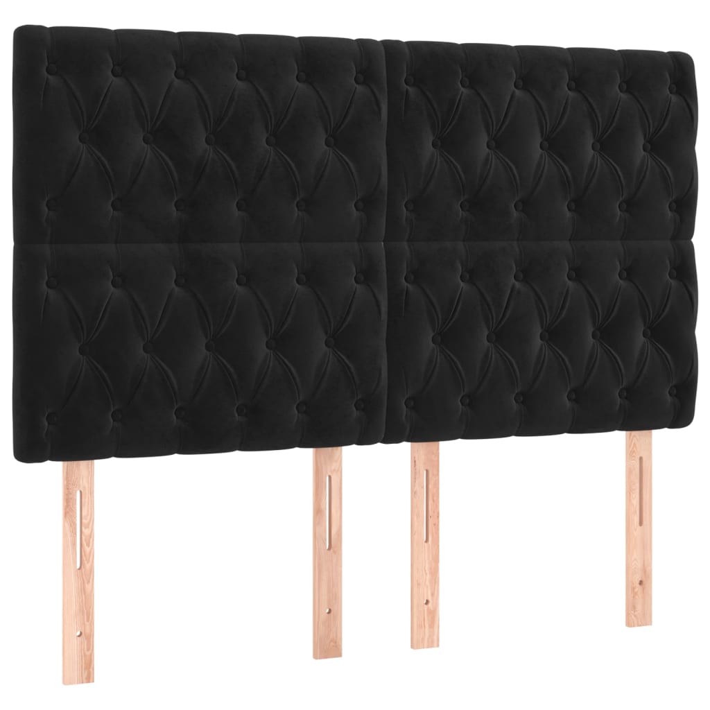 Bedframe with Black Headboard 160x200 cm in Velvet