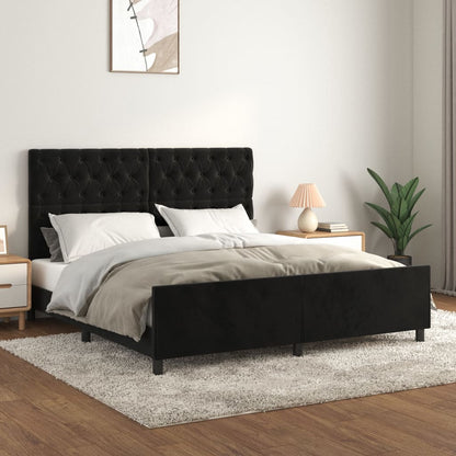 Bedframe with Black Headboard 160x200 cm in Velvet