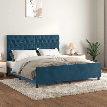 Giroletto senza Materasso Blu Scuro 160x200 cm in Velluto | homemem39
