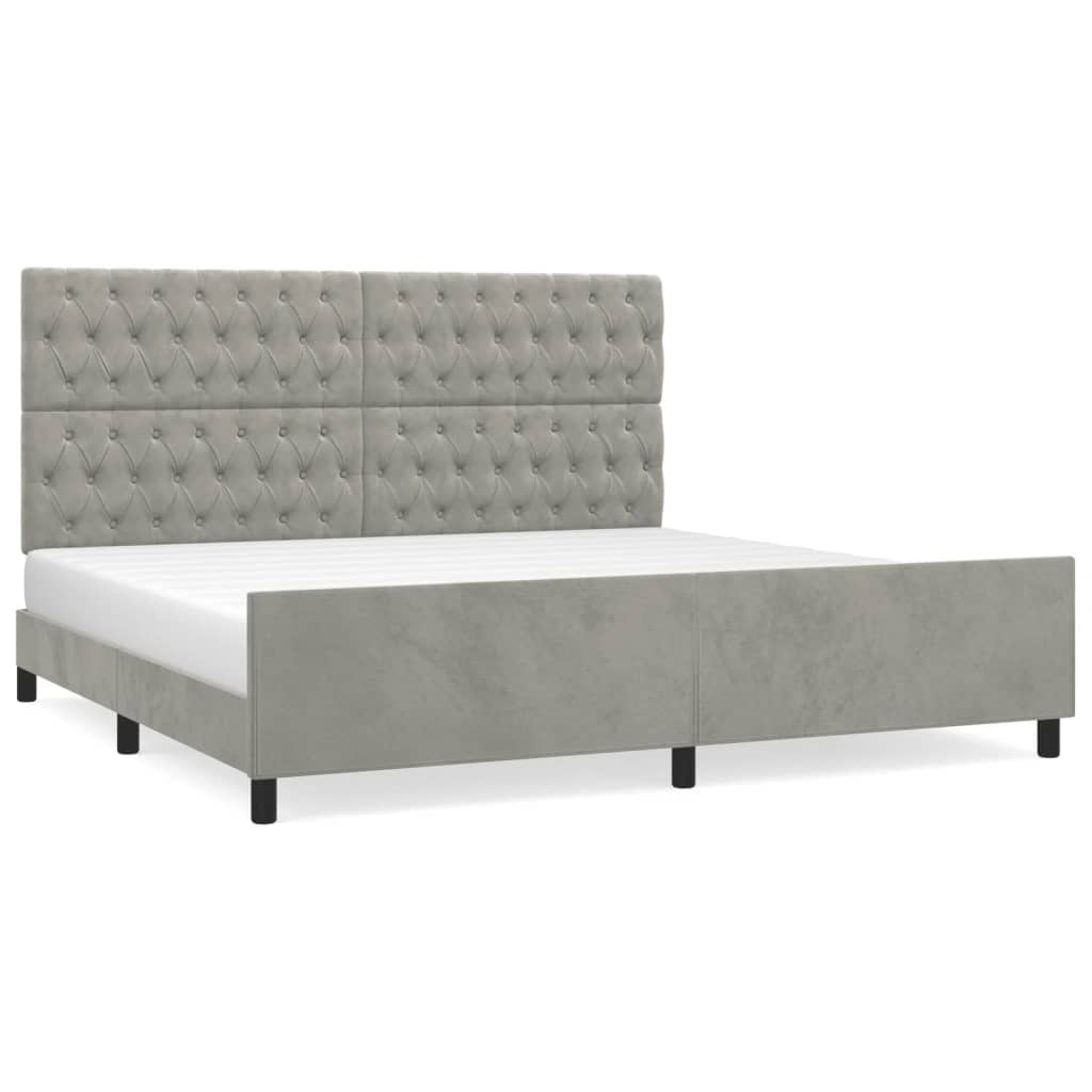 Giroletto senza Materasso Grigio Chiaro 200x200 cm Velluto - homemem39