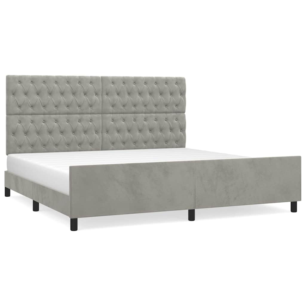 Giroletto senza Materasso Grigio Chiaro 200x200 cm Velluto