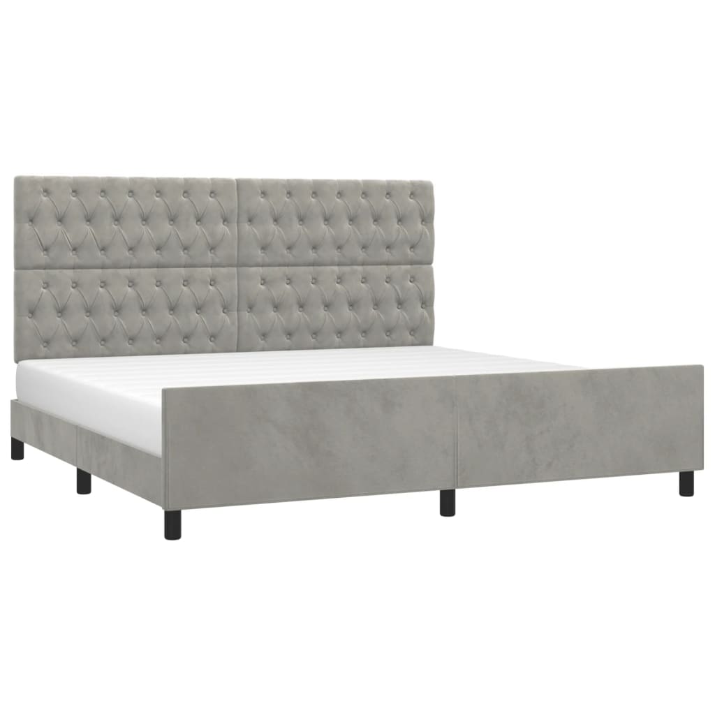 Giroletto senza Materasso Grigio Chiaro 200x200 cm Velluto - homemem39