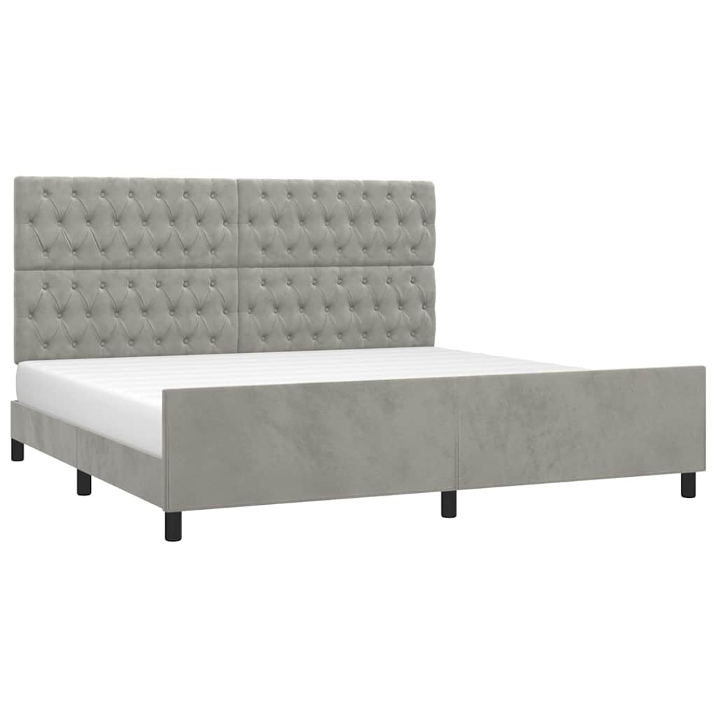 Giroletto senza Materasso Grigio Chiaro 200x200 cm Velluto