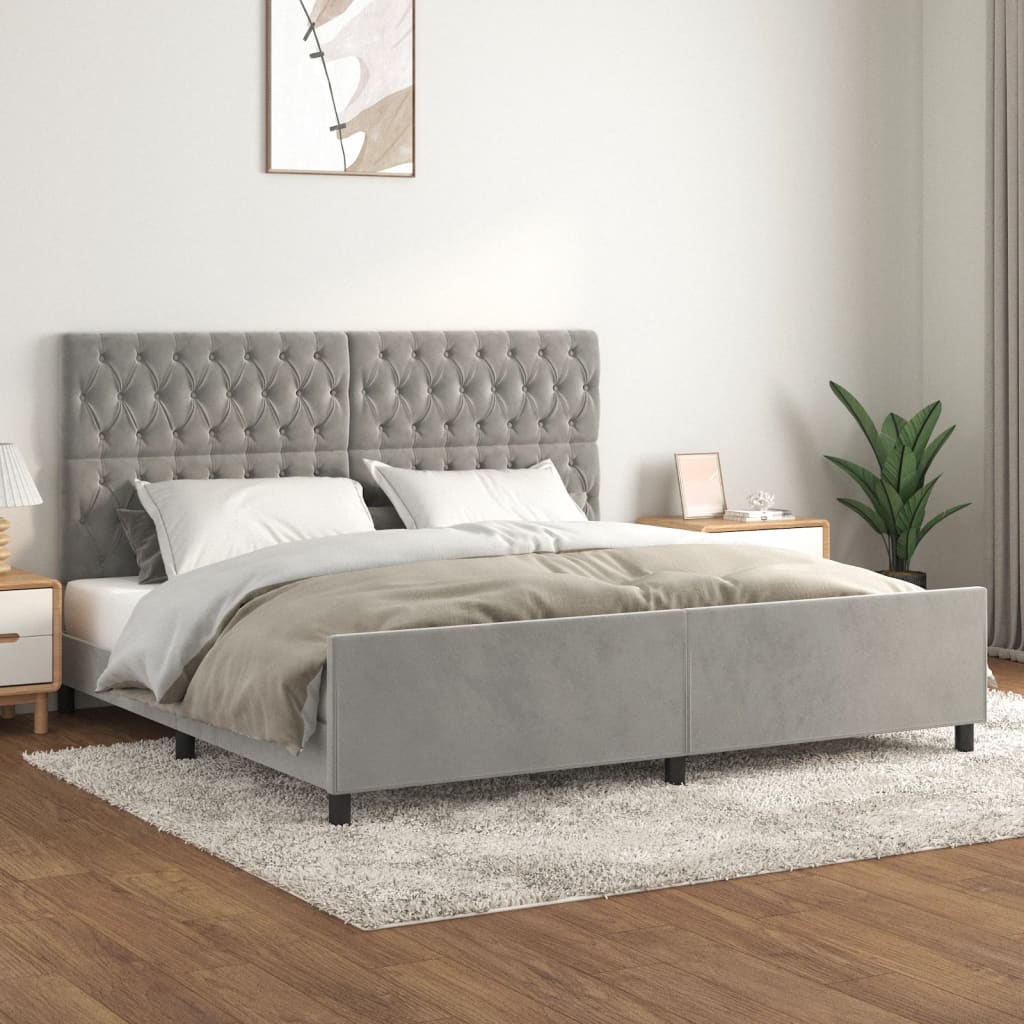 Giroletto senza Materasso Grigio Chiaro 200x200 cm Velluto - homemem39