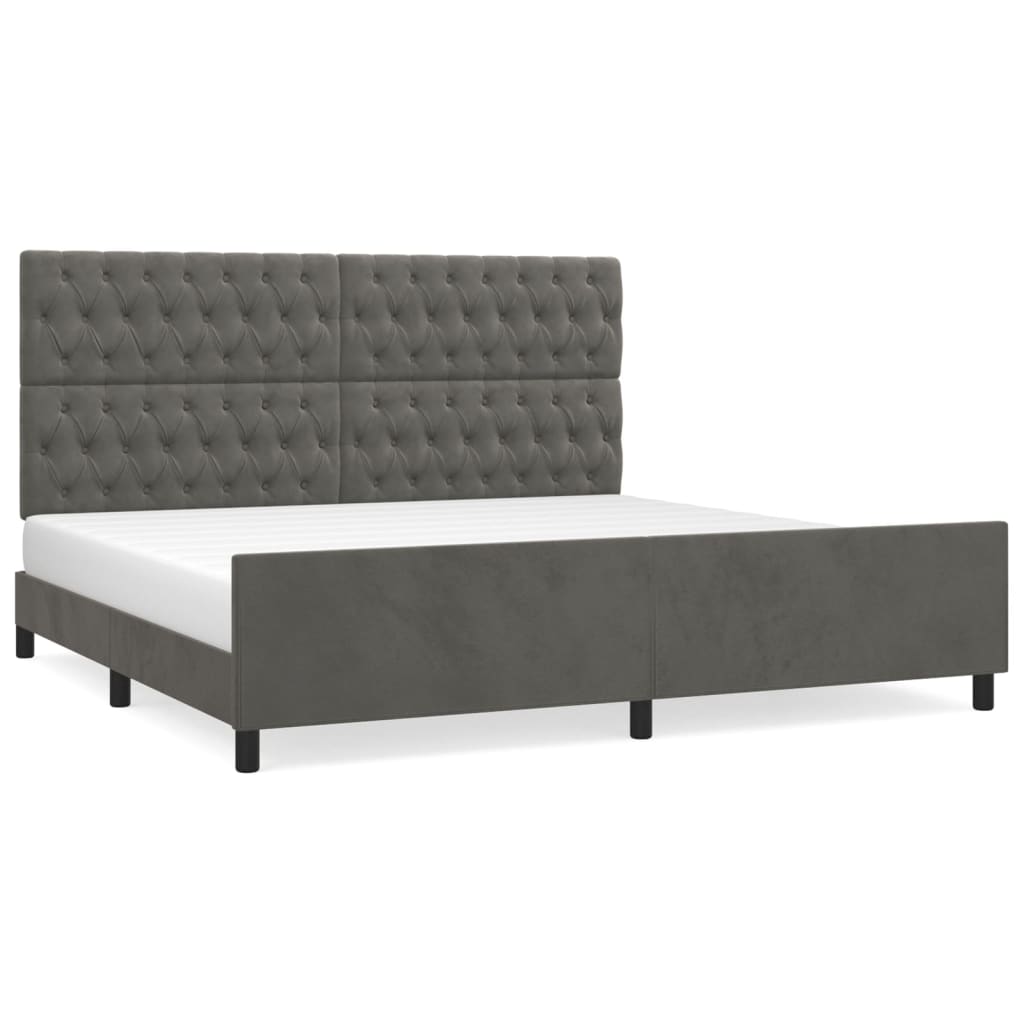 Giroletto senza Materasso Grigio Scuro 200x200 cm Velluto | homemem39