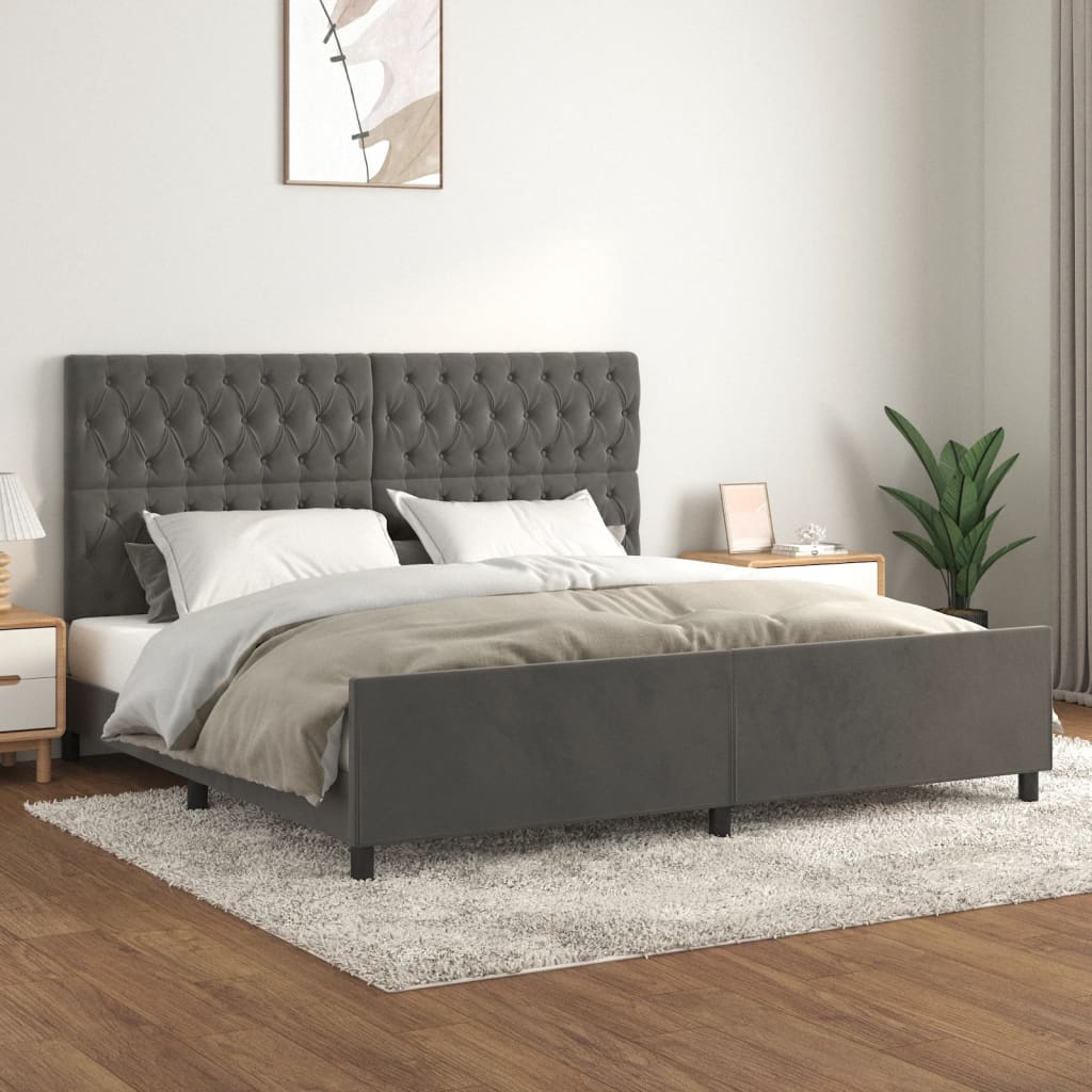 Giroletto senza Materasso Grigio Scuro 200x200 cm Velluto | homemem39