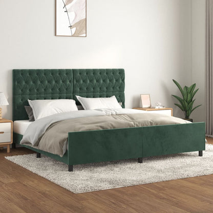 Giroletto senza Materasso Verde Scuro 200x200 cm in Velluto - homemem39