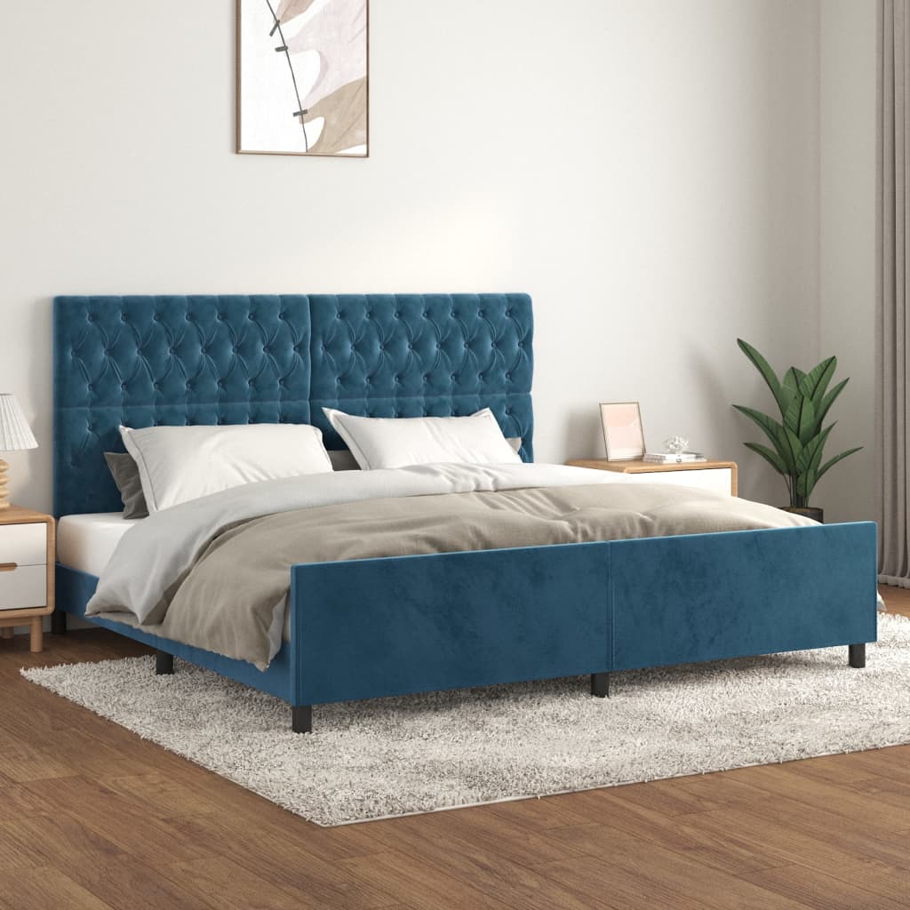 Giroletto senza Materasso Blu Scuro 200x200 cm in Velluto - homemem39