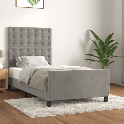 Giroletto senza Materasso Grigio Chiaro 90x190 cm Velluto - homemem39