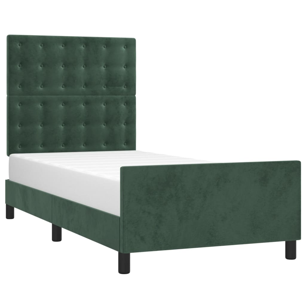 Giroletto senza Materasso Verde Scuro 90x190 cm in Velluto
