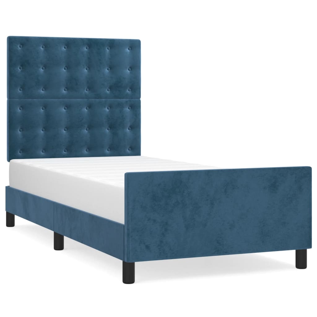 Giroletto senza Materasso Blu Scuro 90x190 cm in Velluto | homemem39