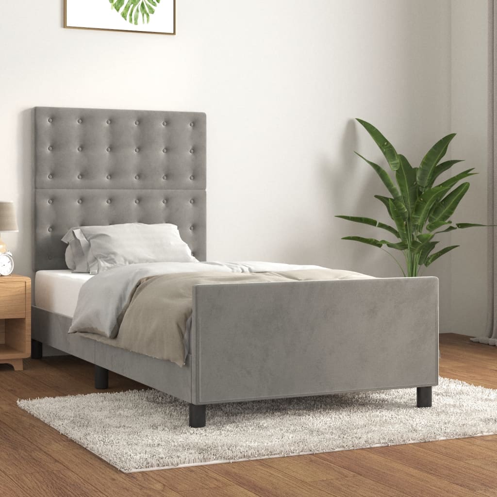 Giroletto senza Materasso Grigio Chiaro 90x200 cm Velluto - homemem39