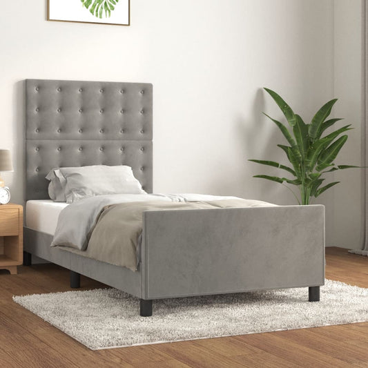 Giroletto senza Materasso Grigio Chiaro 90x200 cm Velluto - homemem39