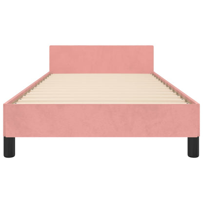 Bed frame with pink headboard 90x200 cm in velvet