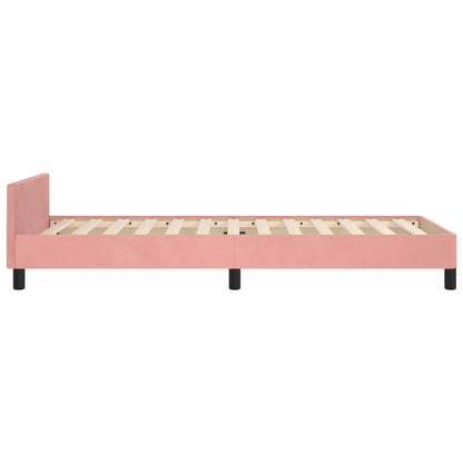 Bed frame with pink headboard 90x200 cm in velvet